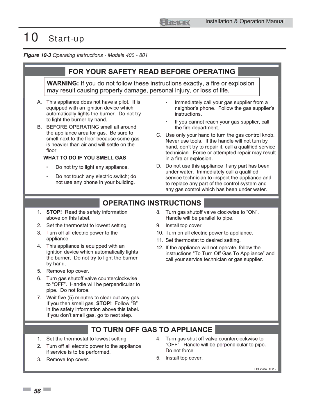 Lochinvar 151 operation manual 3Operating Instructions Models 400 