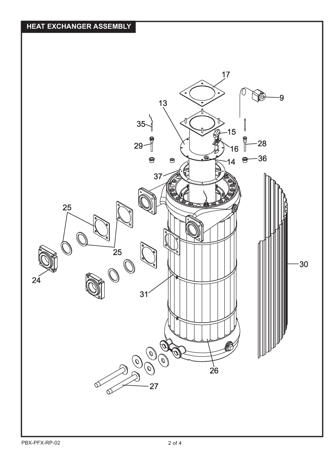 Lochinvar PB/PF 1501, 2001, 1701 manual Heat Exchanger Assembly, PBX-PFX-RP-02, 2 of 