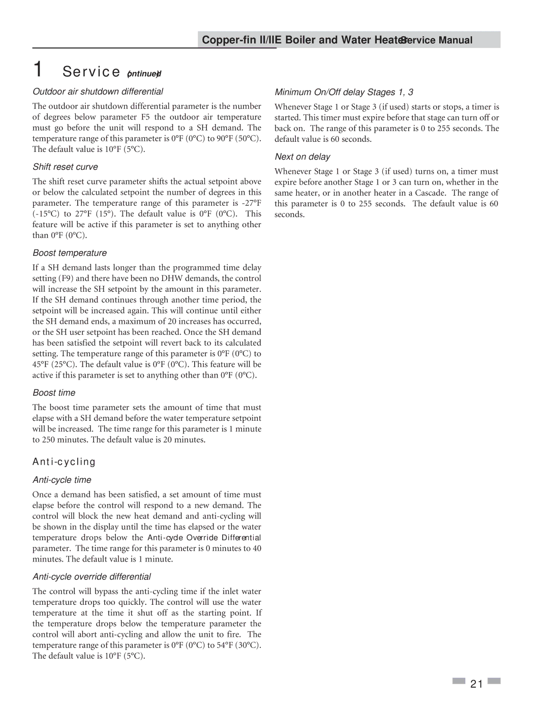 Lochinvar 402, 2072 service manual Anti-cycling 