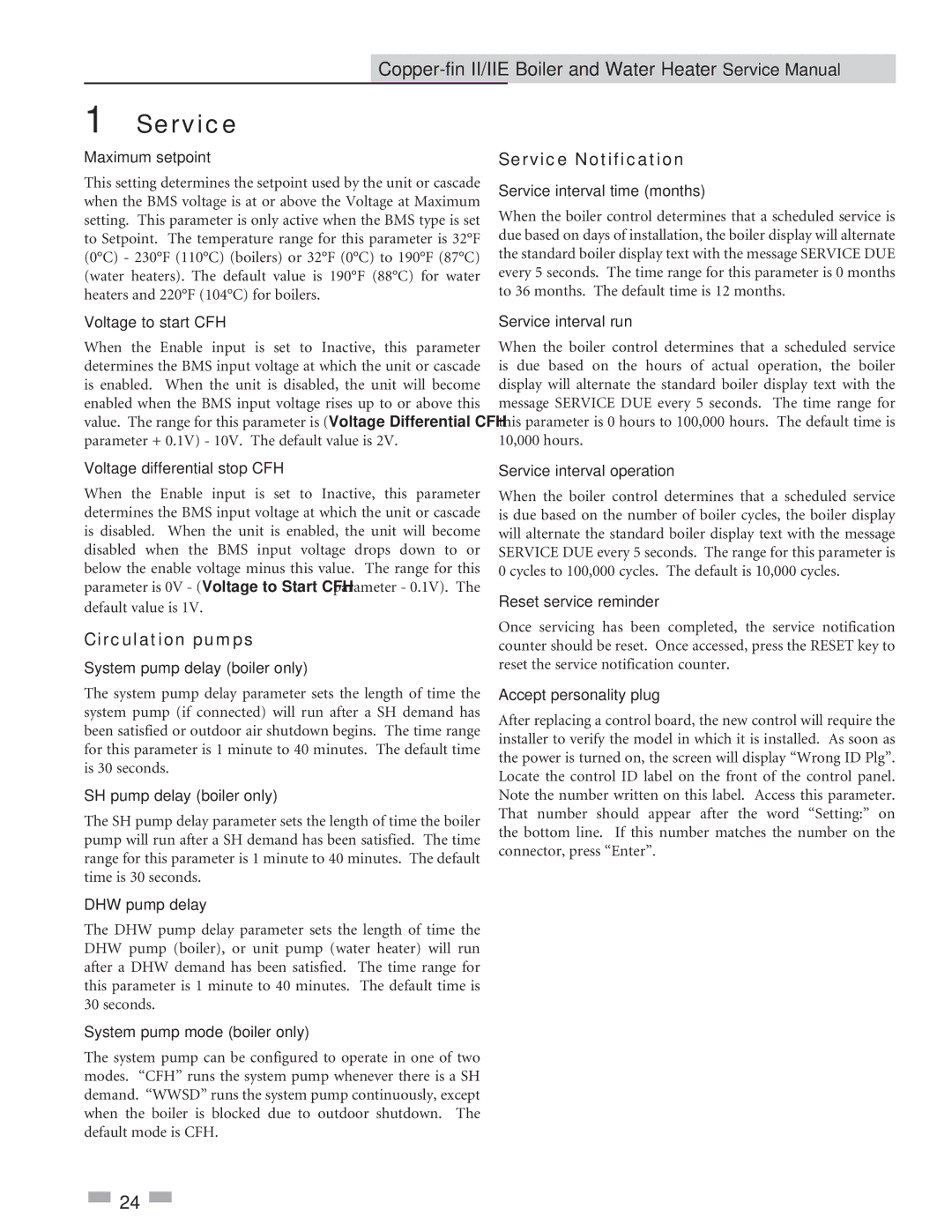 Lochinvar 2072, 402 service manual Circulation pumps, Service Notification 