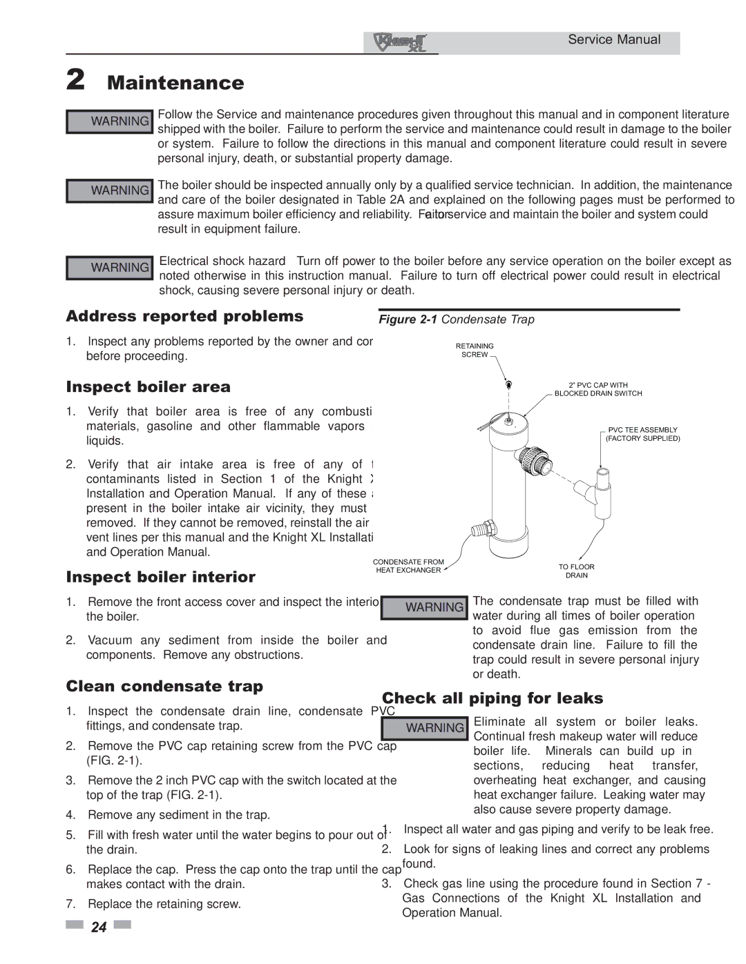 Lochinvar 399 - 800 service manual Maintenance 