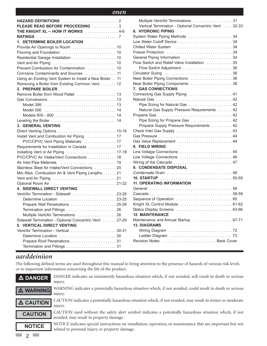 Lochinvar 399 operation manual Contents 