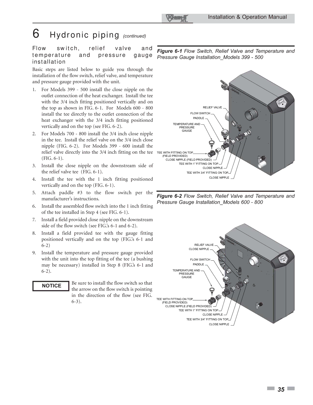 Lochinvar 399 operation manual Hydronic piping 