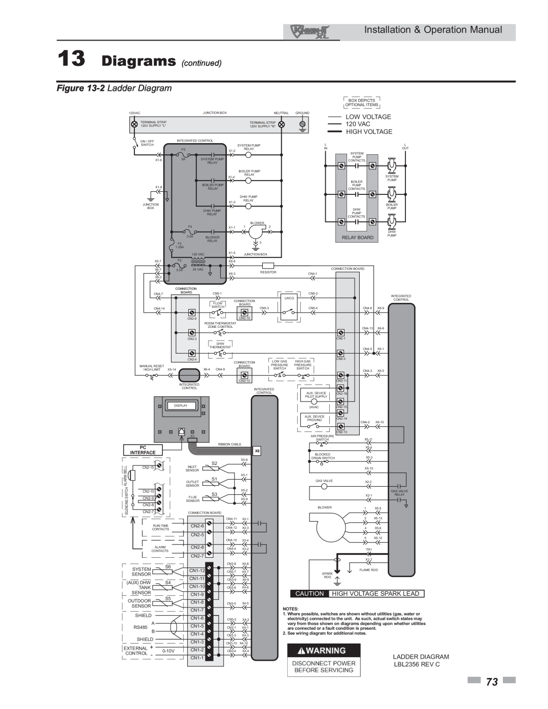 Lochinvar 399 operation manual 2 Ladder Diagram, Diagrams continued 