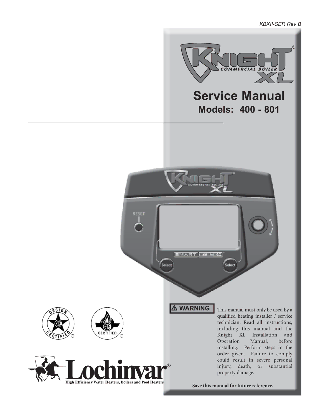 Lochinvar 400 - 801 service manual Models 400 