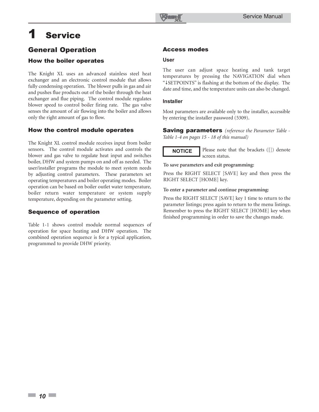 Lochinvar 400 - 801 General Operation, How the boiler operates, How the control module operates, Sequence of operation 