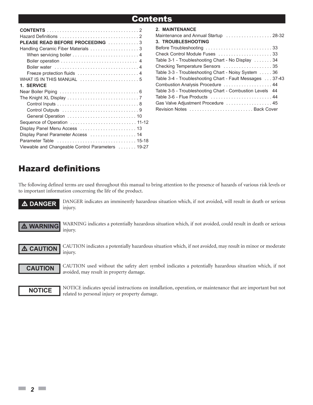 Lochinvar 400 - 801 service manual Contents 