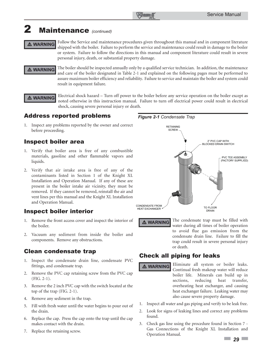 Lochinvar 400 - 801 service manual Maintenance 