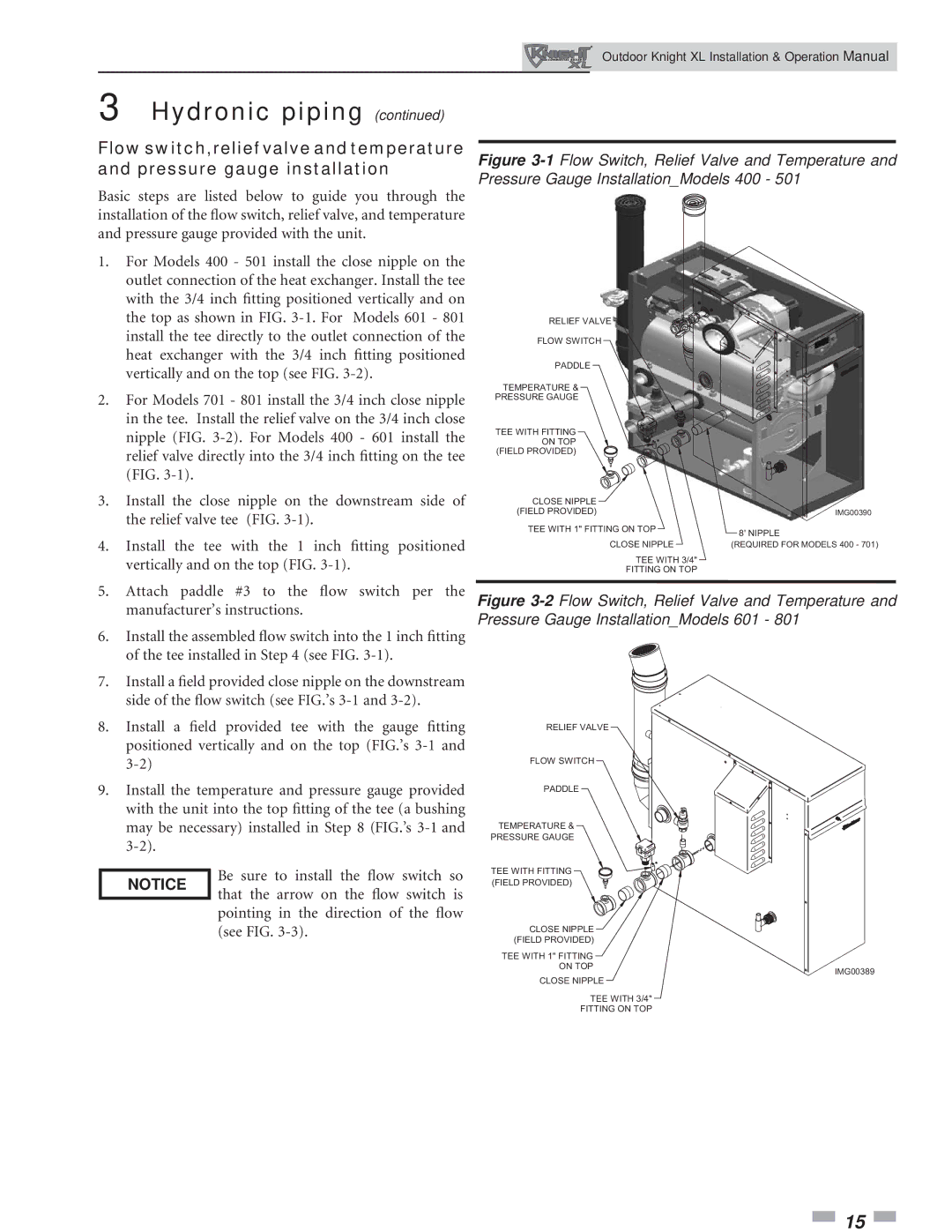 Lochinvar 400-801 operation manual TEE with 1 Fitting on TOP Nipple Close Nipple 