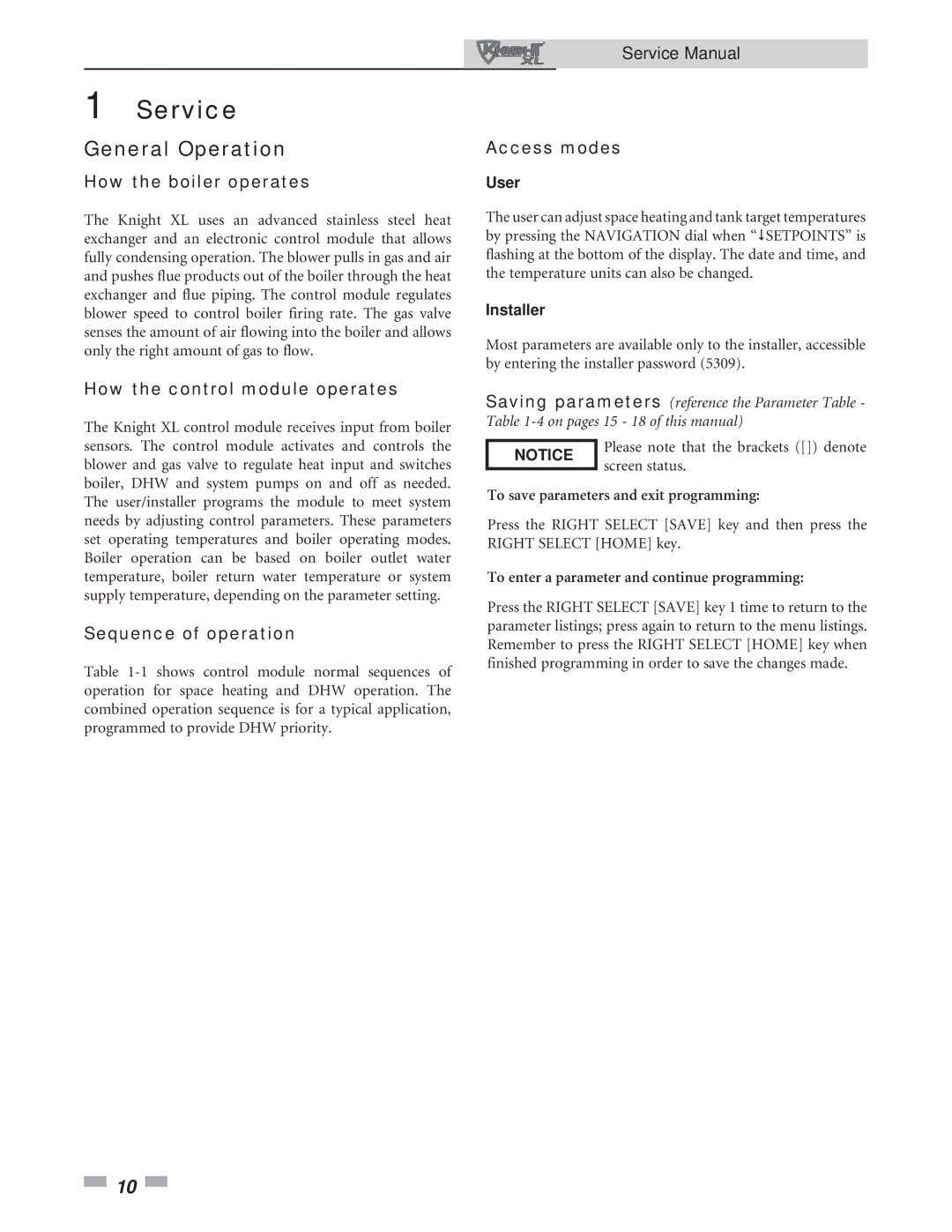 Lochinvar 400-801 General Operation, How the boiler operates, How the control module operates, Sequence of operation 