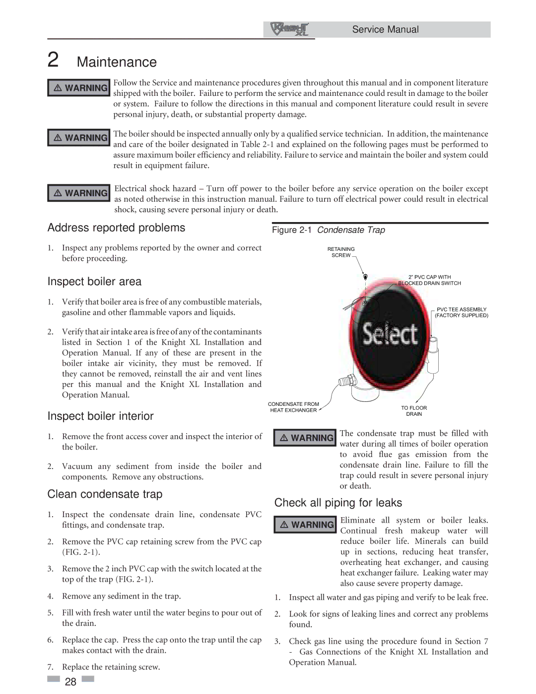 Lochinvar 400-801 service manual Maintenance 