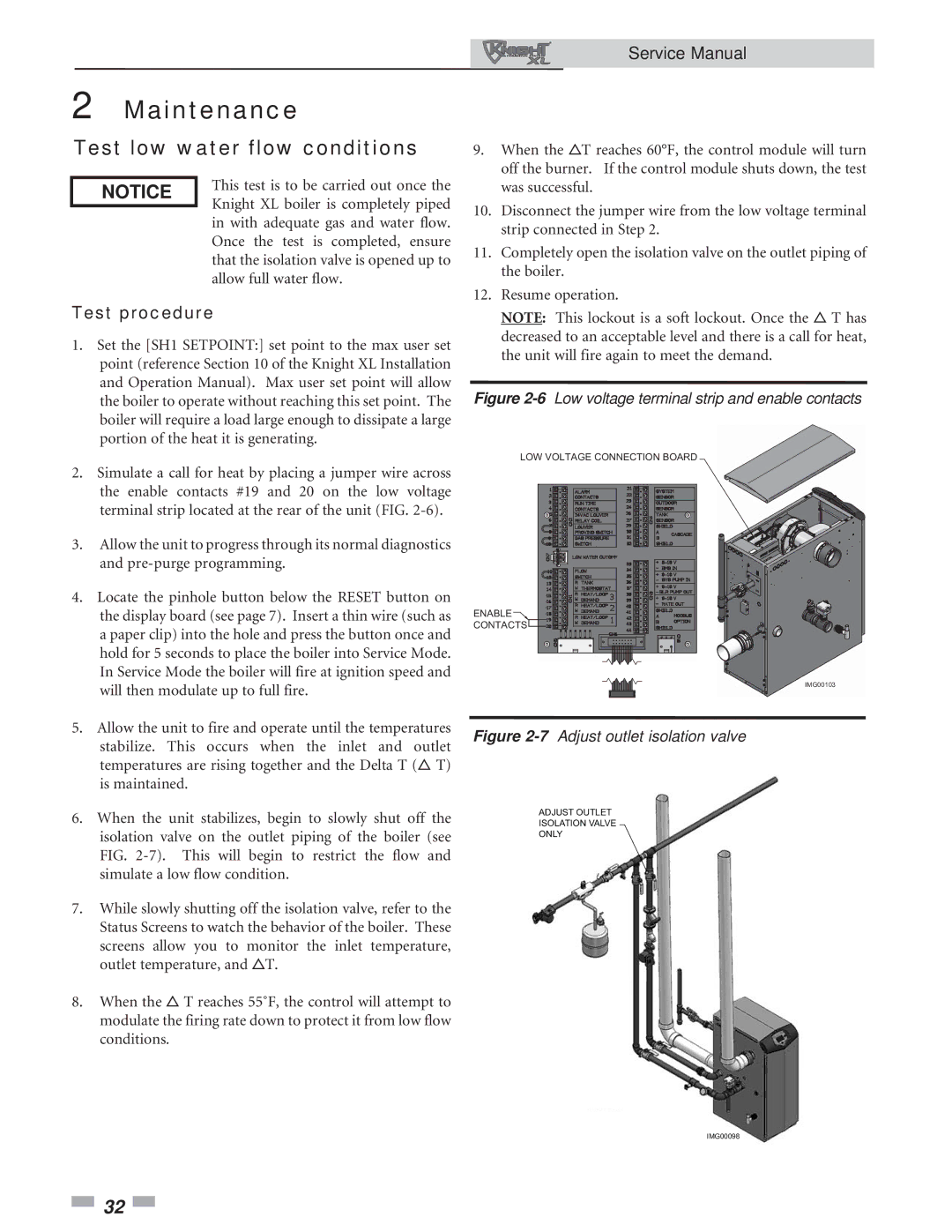 Lochinvar 400-801 service manual Test low water flow conditions, Test procedure 