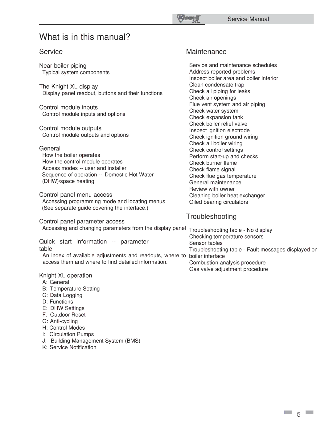 Lochinvar 400-801 service manual What is in this manual?, Service, Maintenance, Troubleshooting 