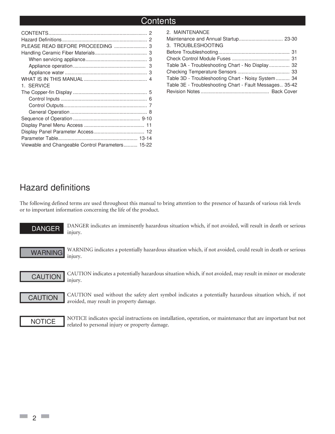 Lochinvar 402 - 2072, 502 - 2072 service manual Contents 