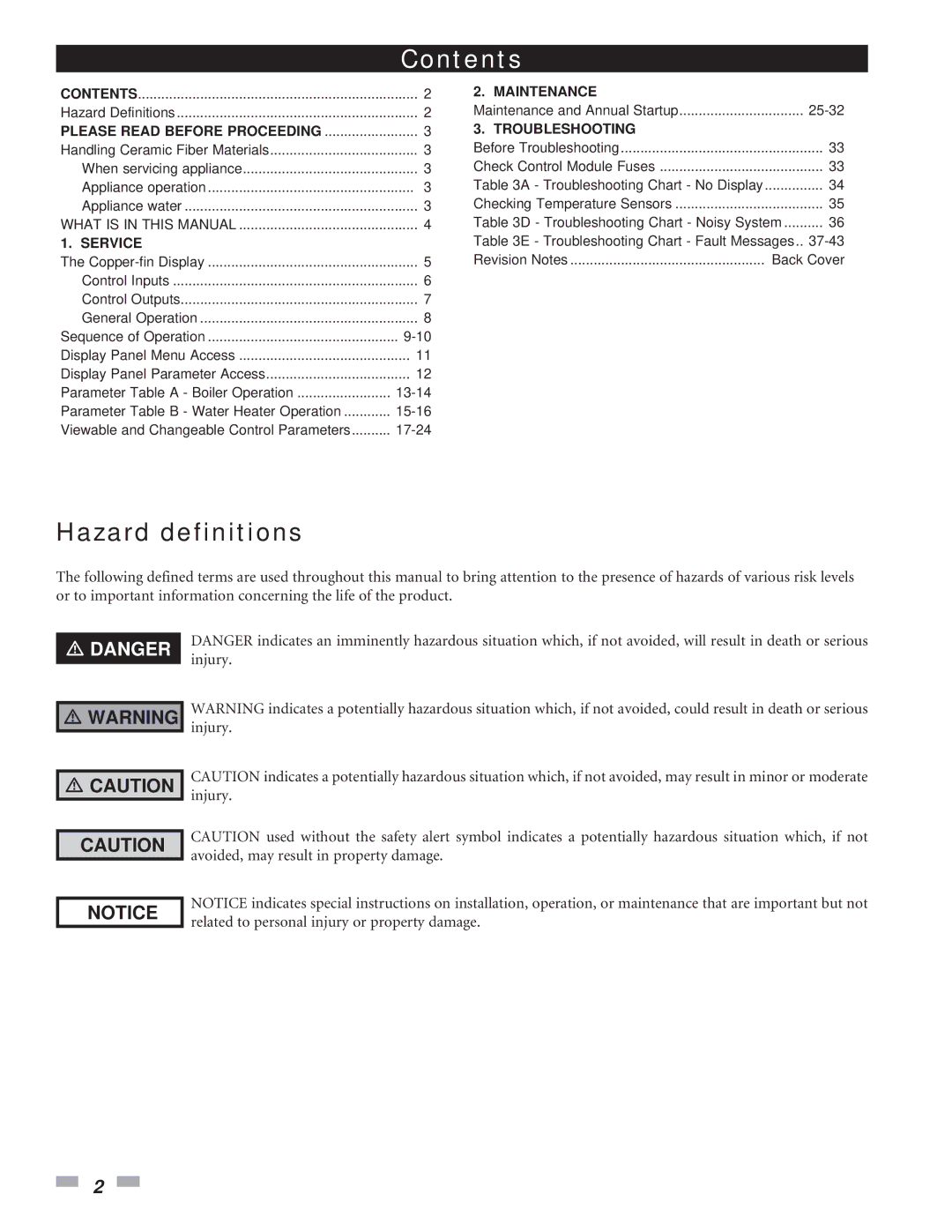 Lochinvar 402 - 2072 service manual Contents 