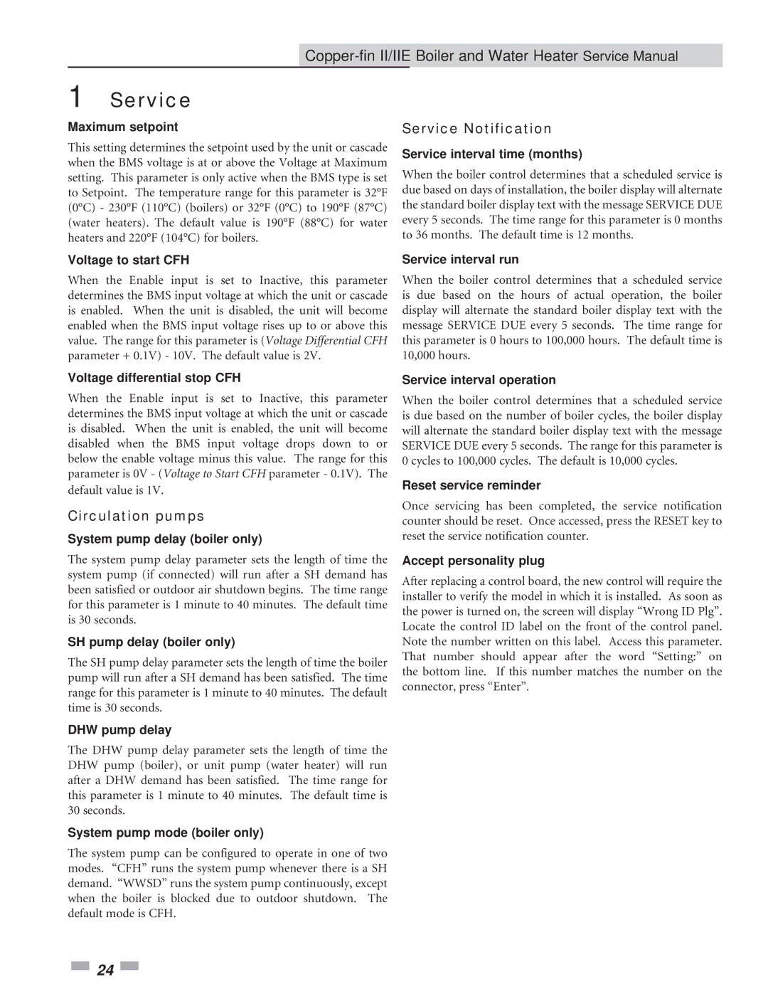 Lochinvar 402 - 2072 service manual Circulation pumps, Service Notification 