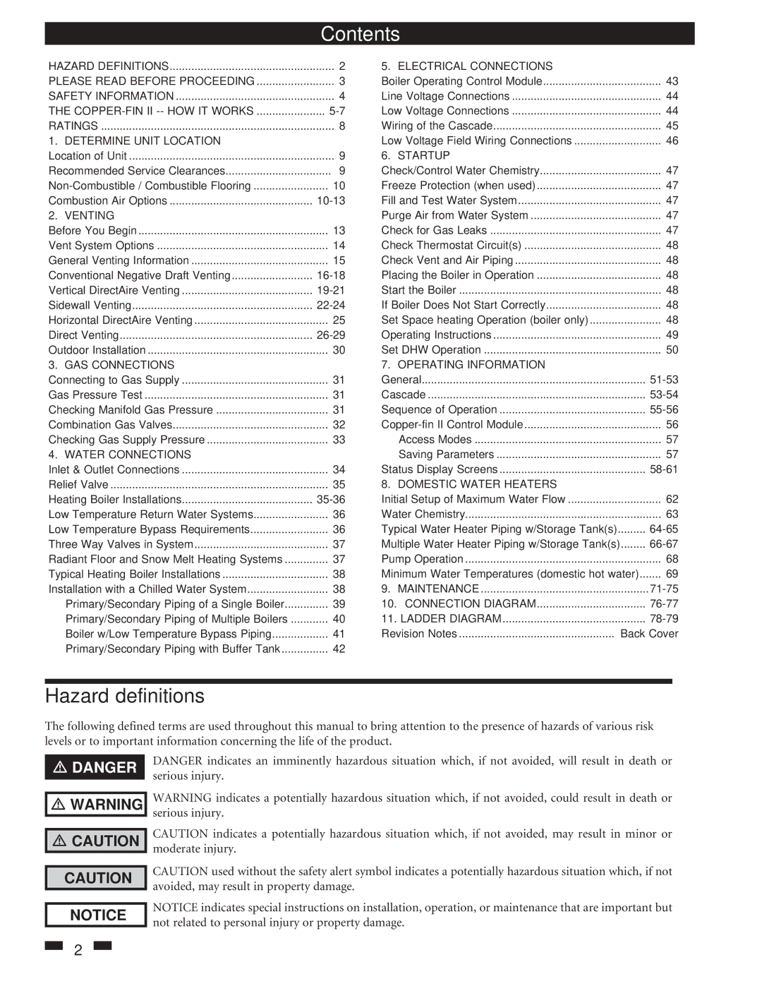 Lochinvar 402 - 2072 operation manual Contents 