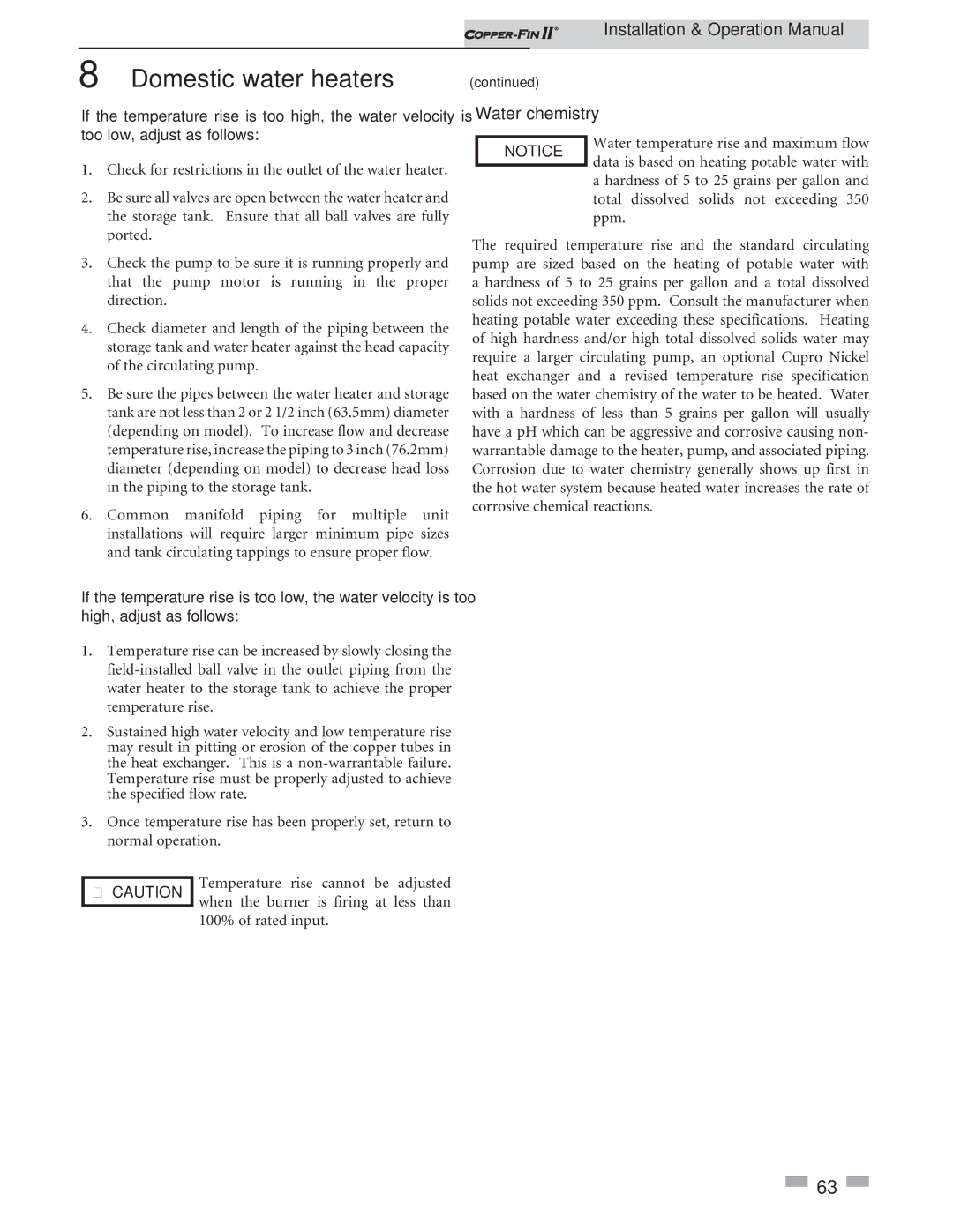 Lochinvar 402 - 2072 operation manual Water chemistry 