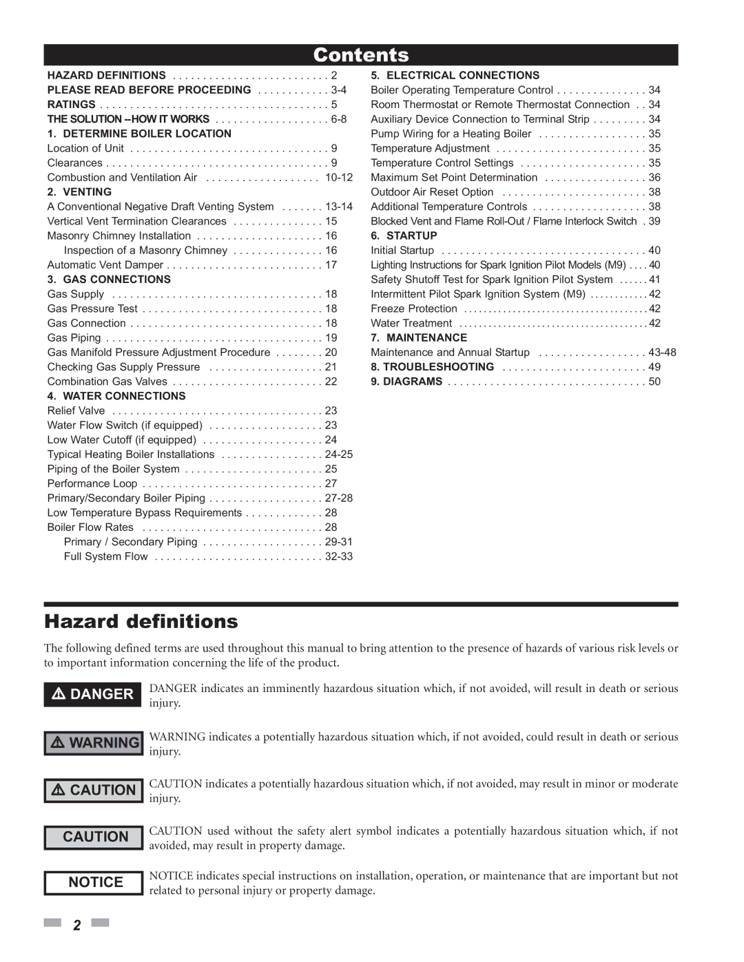 Lochinvar 000 - 260, 45, 000 Btu/hr service manual Contents 