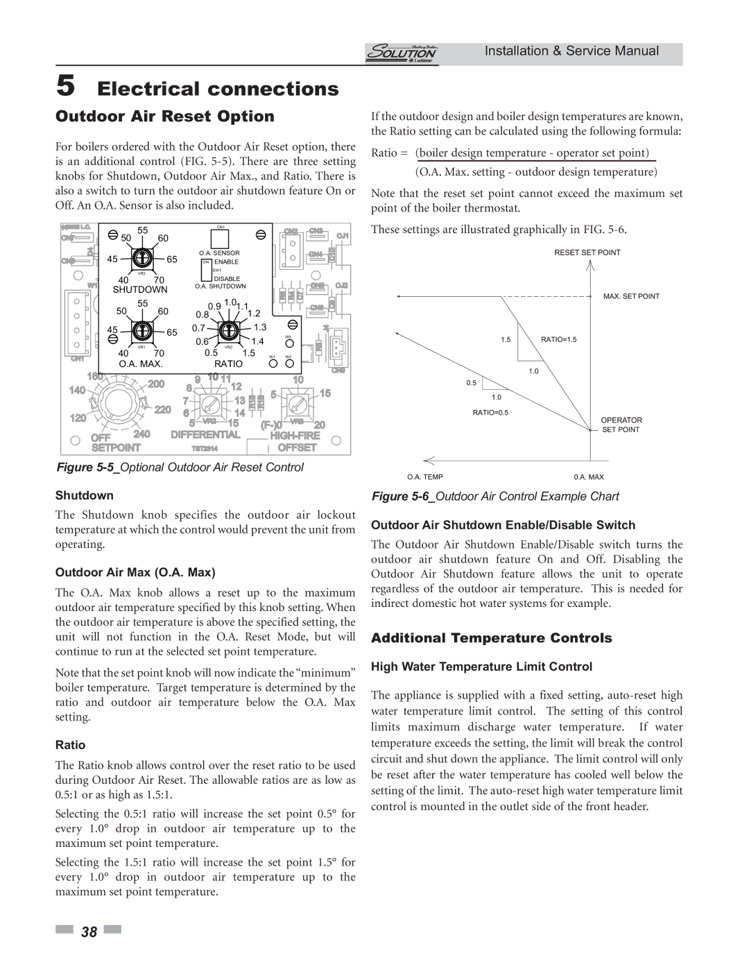 Lochinvar 000 - 260, 45, 000 Btu/hr service manual Outdoor Air Reset Option, Additional Temperature Controls 