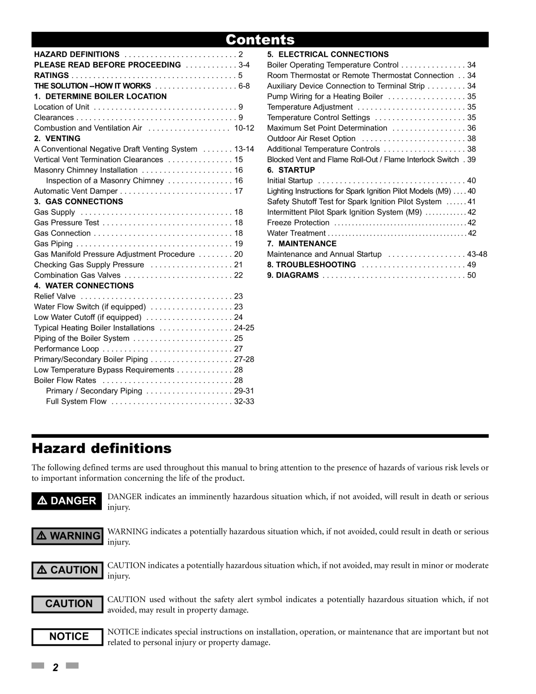 Lochinvar 45000, 260000 service manual Contents 