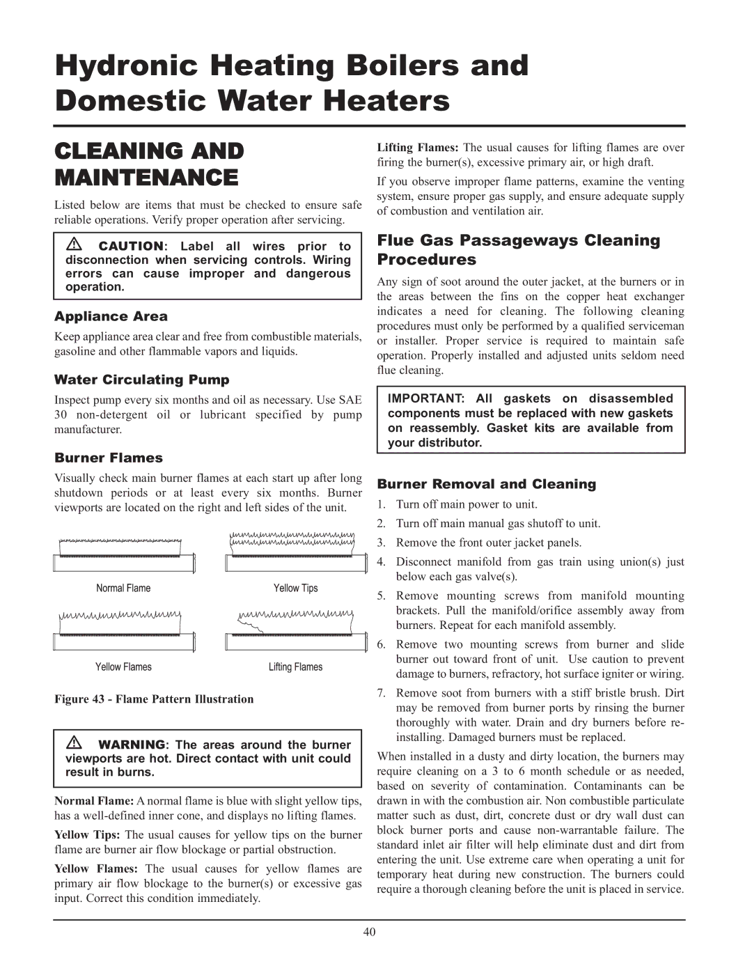 Lochinvar 065, 495, 000 - 2 service manual Cleaning Maintenance, Flue Gas Passageways Cleaning Procedures 