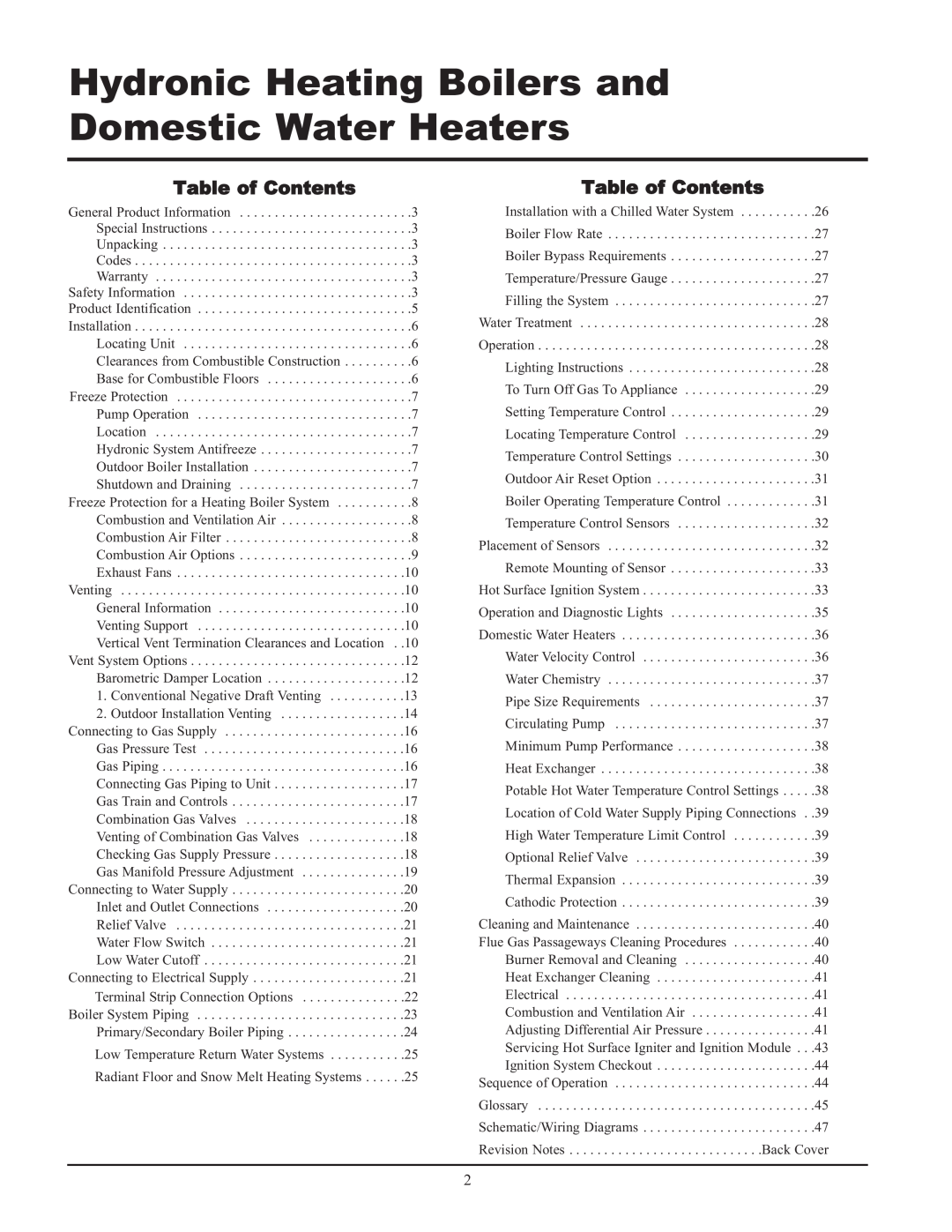 Lochinvar 000 - 2, 495, 065 service manual Table of Contents 