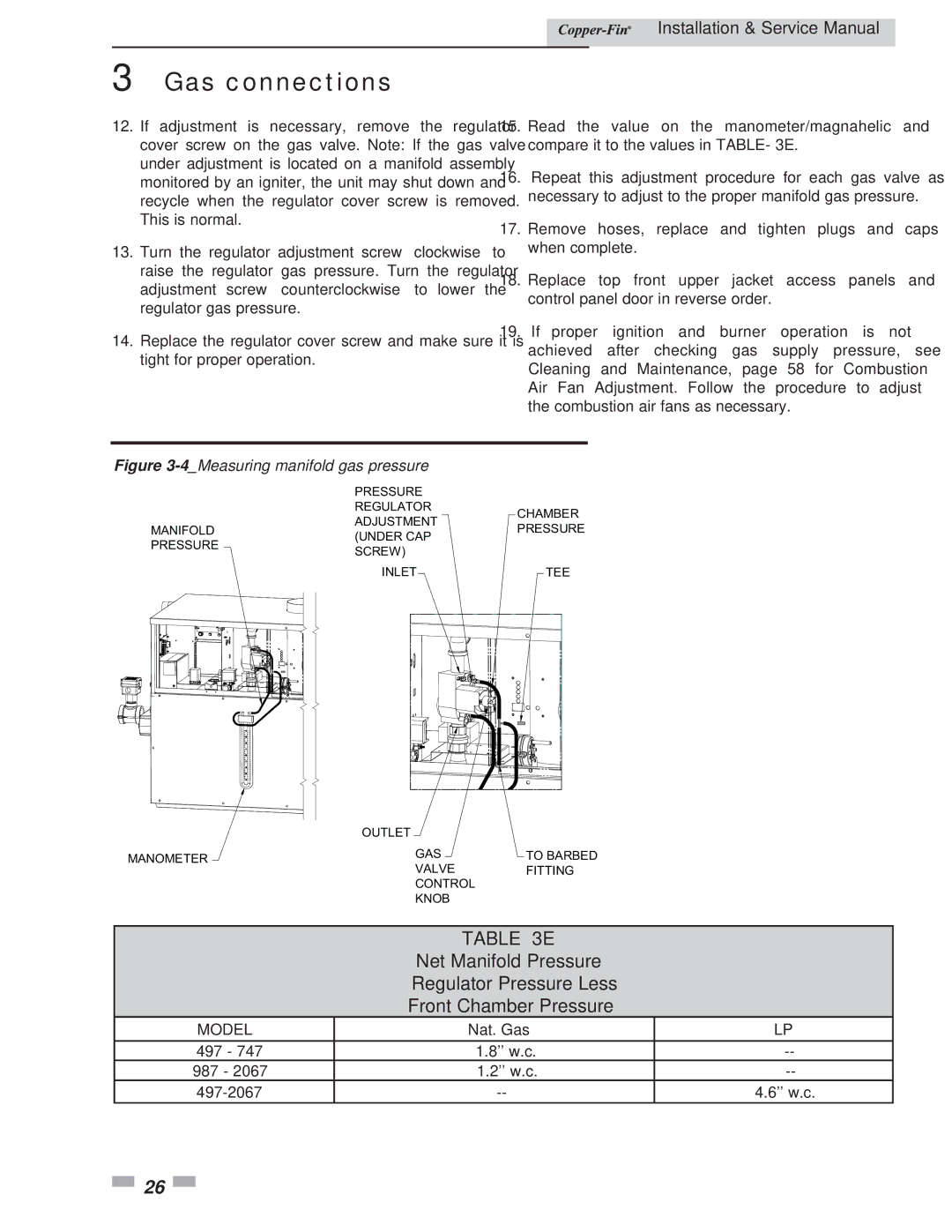 Lochinvar 497 - 2067 service manual 4Measuring manifold gas pressure, Nat. Gas 