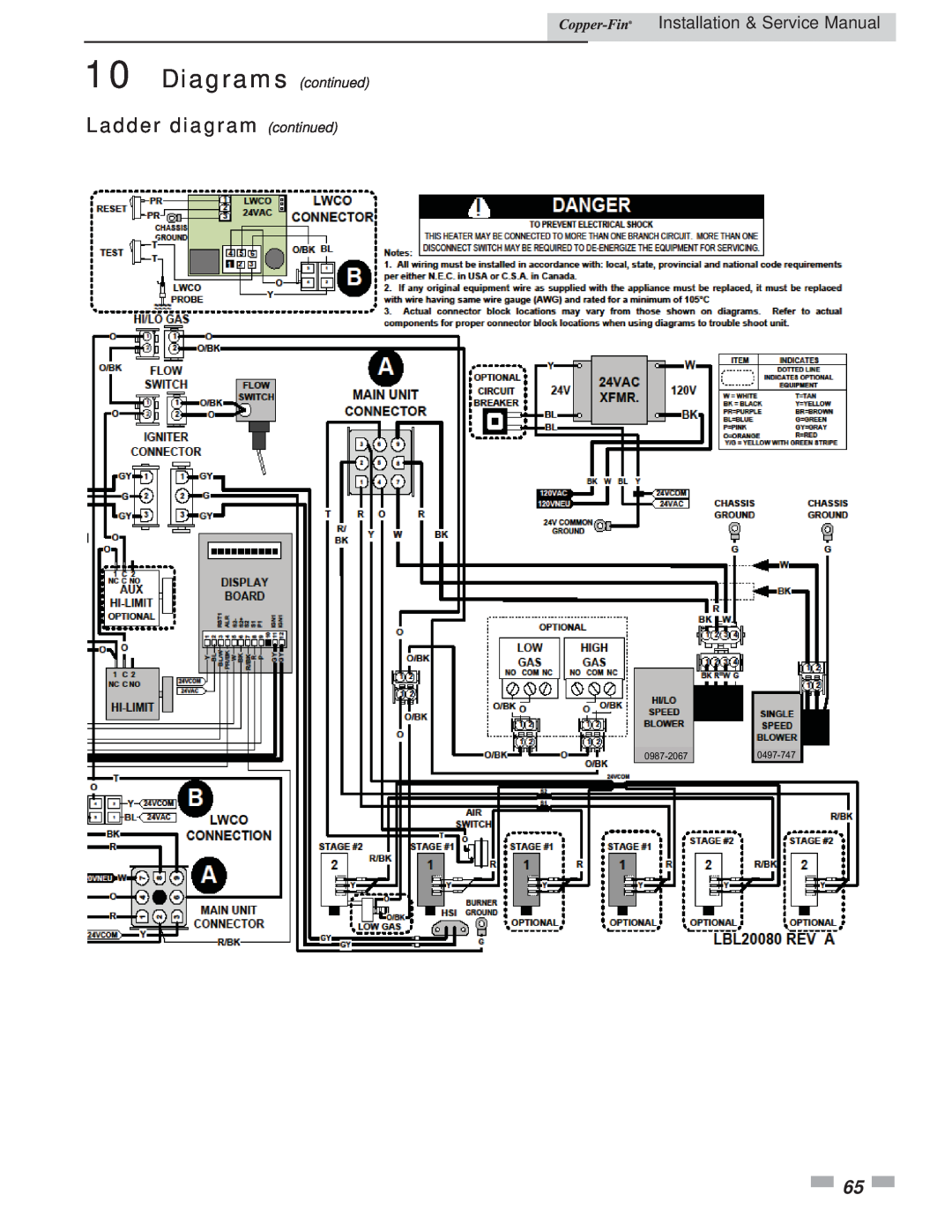 Lochinvar 497 - 2067 service manual Ladder diagram continued, Diagrams continued, 0987-20670497-747 