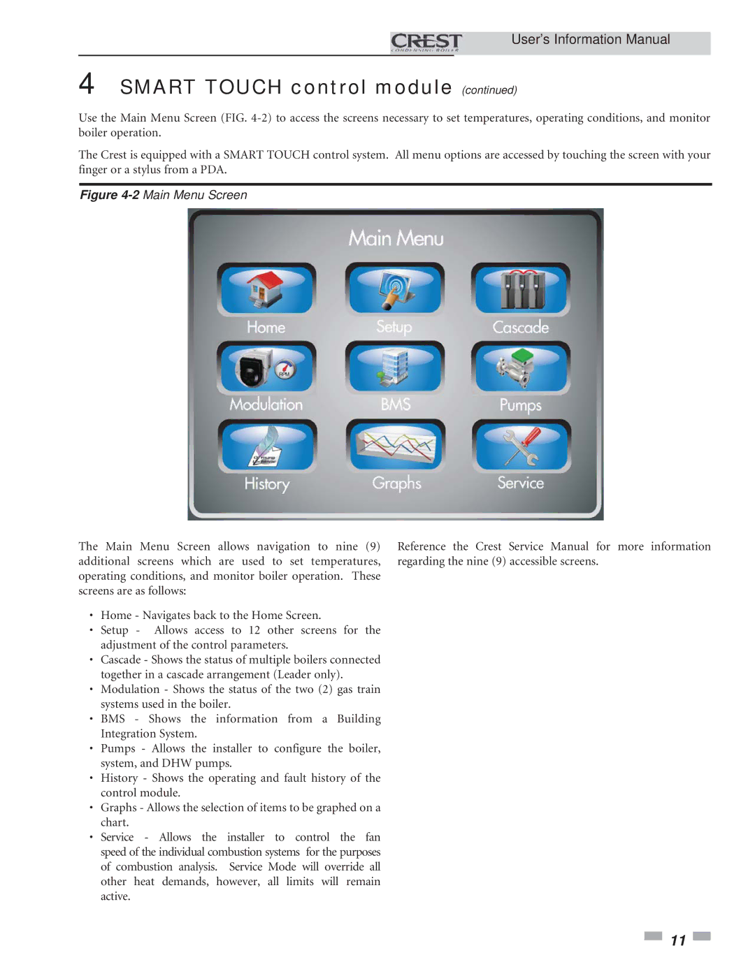 Lochinvar 1.5 manual 2Main Menu Screen 