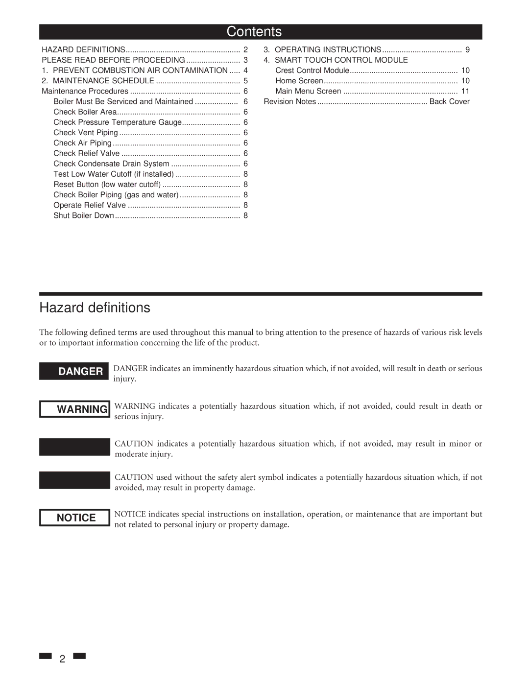 Lochinvar 1.5 manual Contents 