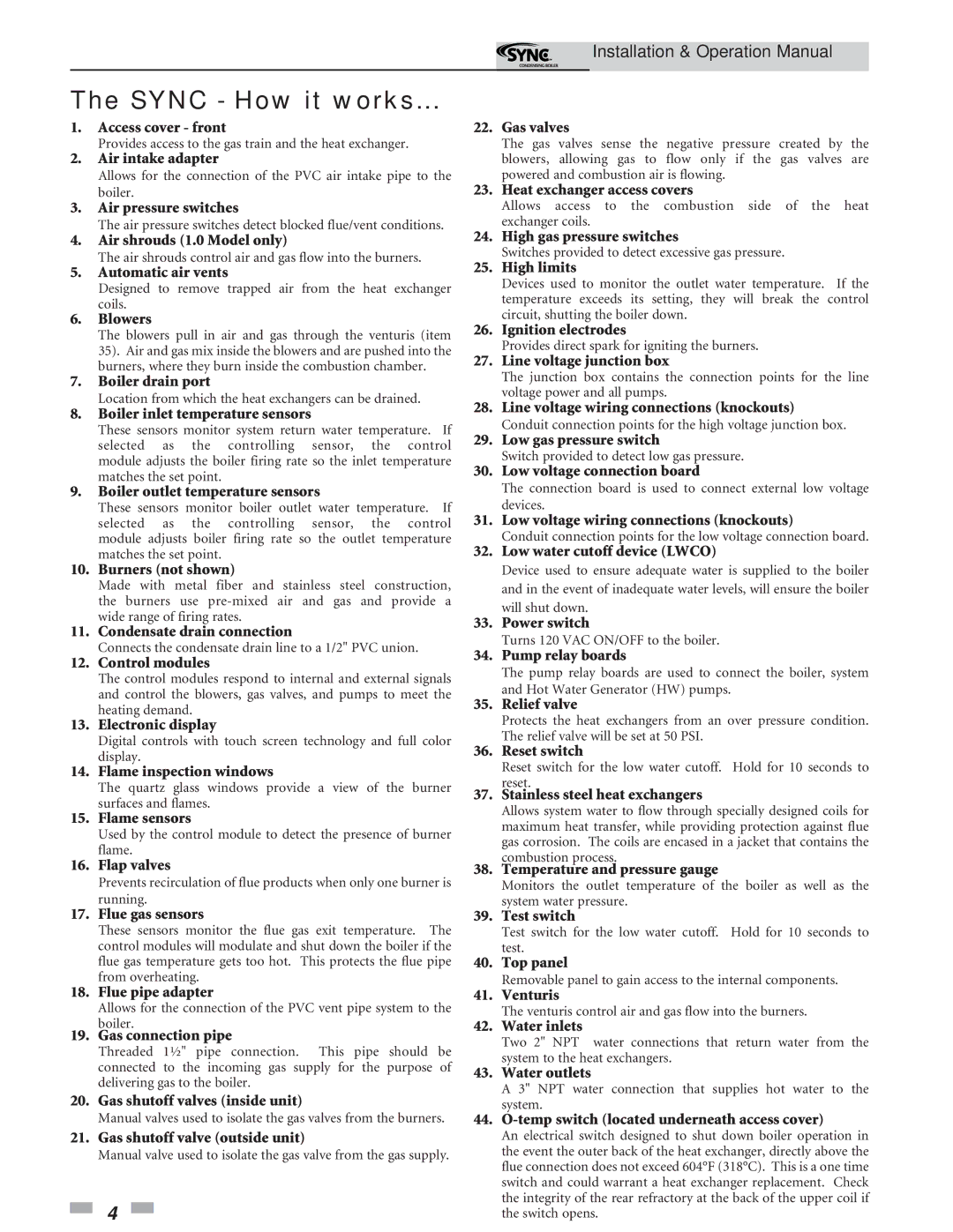 Lochinvar 5 operation manual Sync How it works, Blowers 