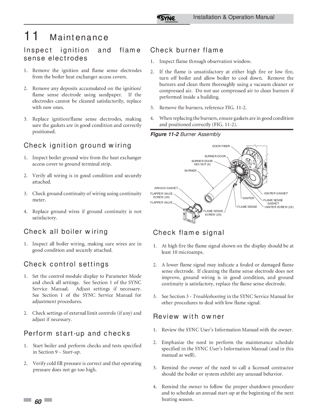 Lochinvar 5 Inspect ignition and flame sense electrodes, Check ignition ground wiring, Check all boiler wiring 