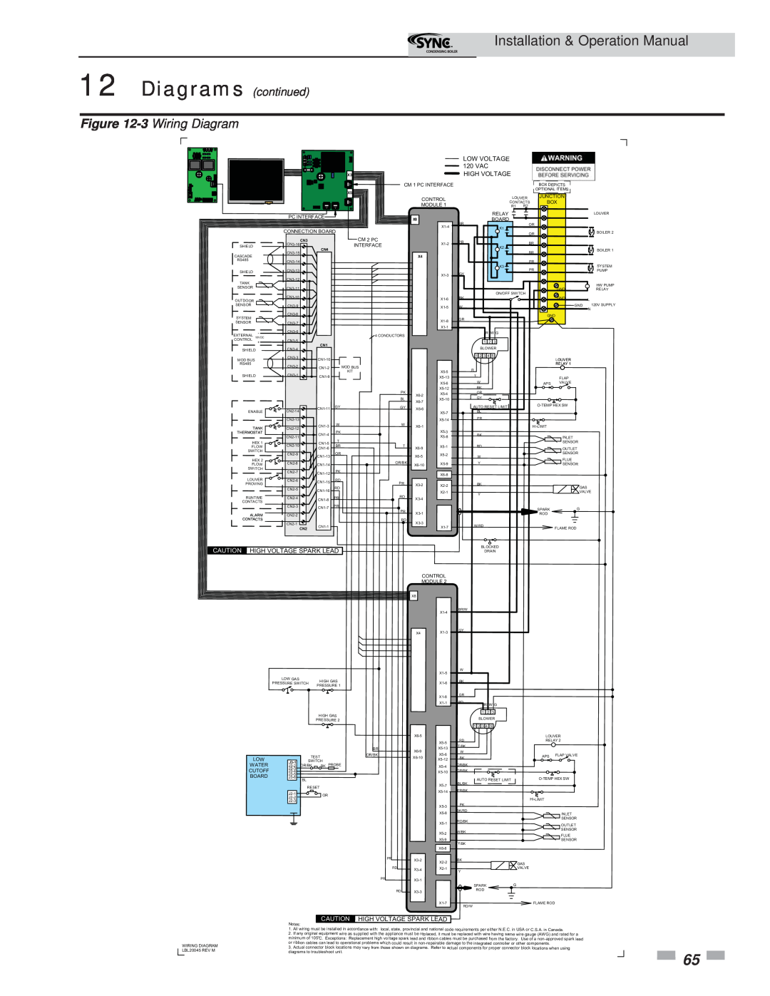 Lochinvar 5 3 Wiring Diagram, Low Voltage, Caution High Voltage Spark Lead, Installation & Operation Manual, 120 VAC 