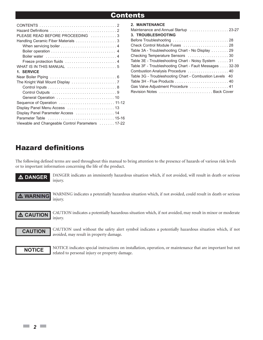 Lochinvar 50-210 service manual Contents 