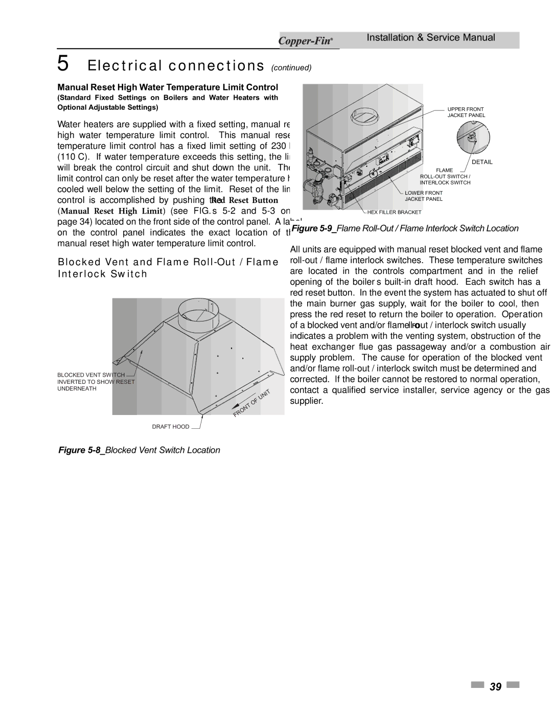 Lochinvar 90 Blocked Vent and Flame Roll-Out / Flame Interlock Switch, Manual Reset High Water Temperature Limit Control 