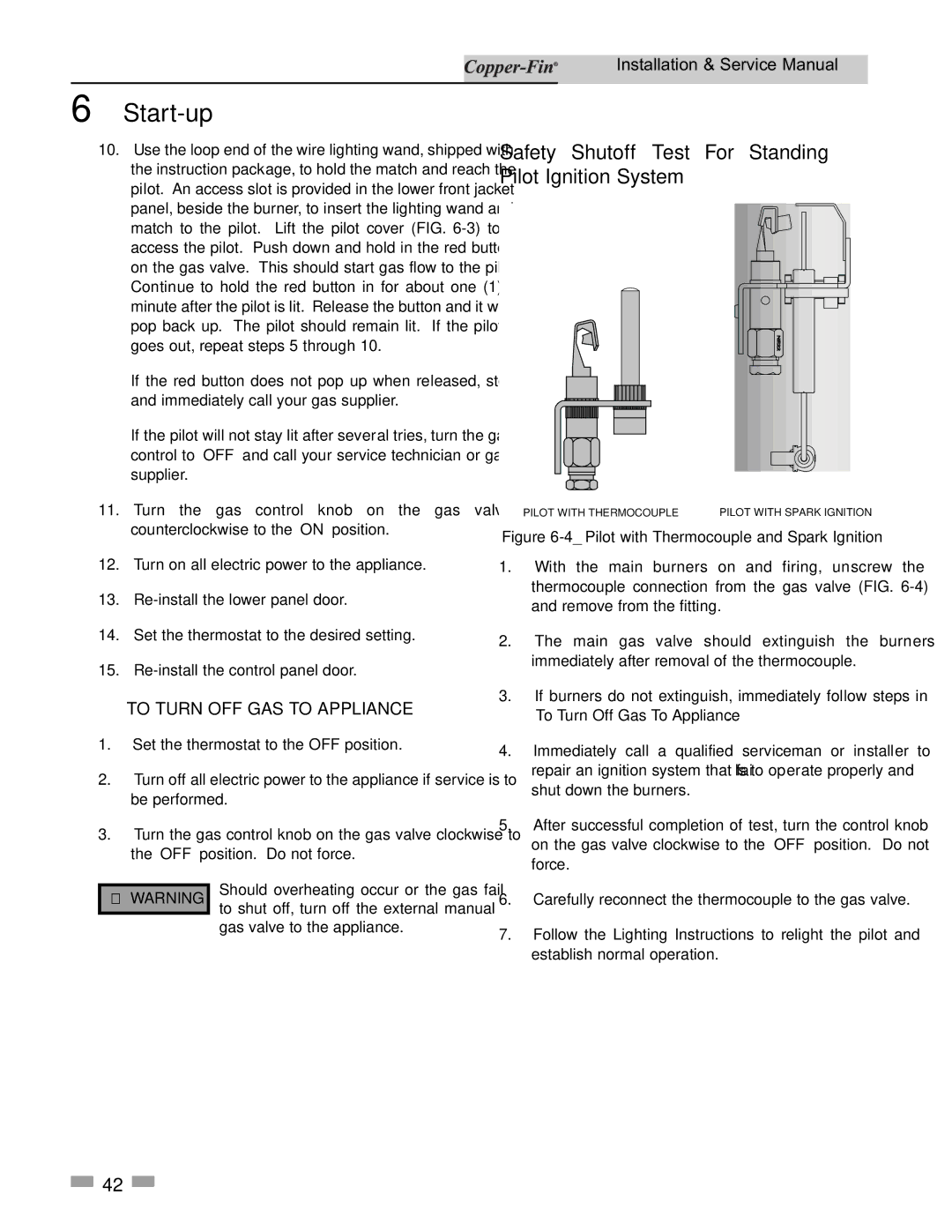 Lochinvar 500, 90 service manual Safety Shutoff Test For Standing Pilot Ignition System, To Turn OFF GAS to Appliance 