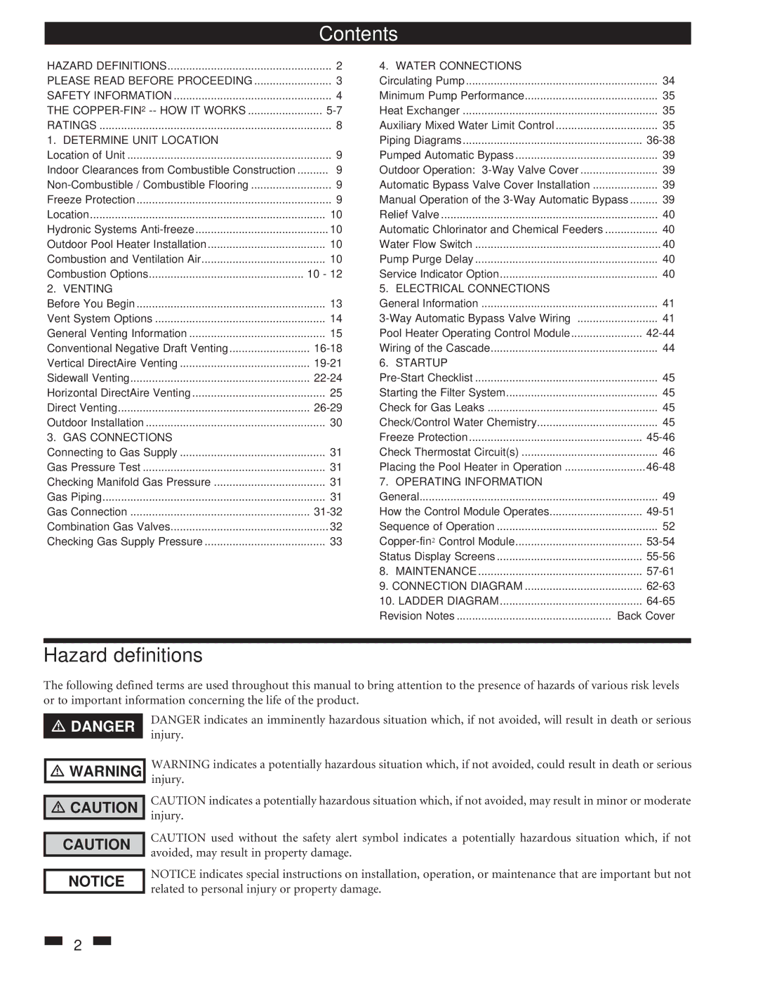 Lochinvar 502, 2072 operation manual Contents 