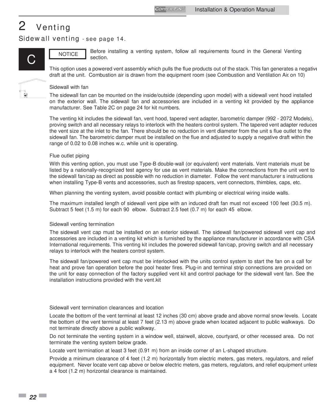 Lochinvar 502, 2072 operation manual Sidewall venting see, Sidewall with fan, Sidewall venting termination 
