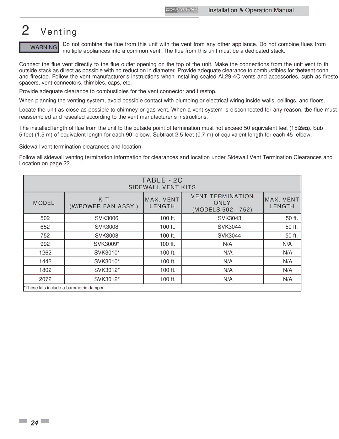 Lochinvar 2072 operation manual Models 502 