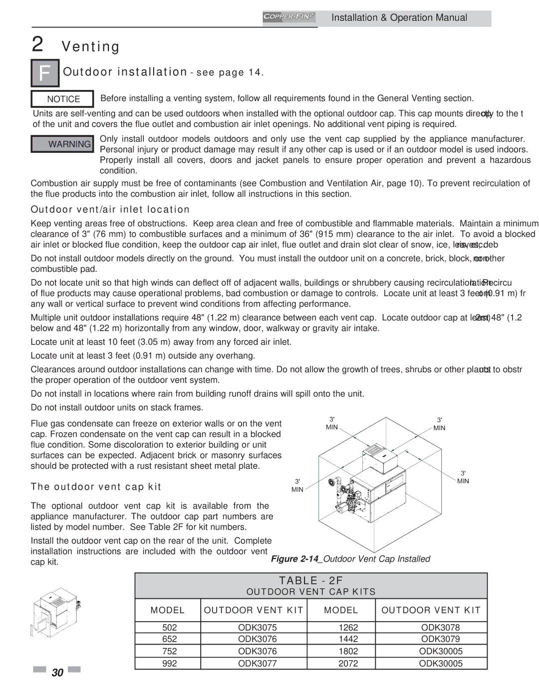 Lochinvar 502, 2072 operation manual Outdoor installation see, Outdoor vent/air inlet location, Outdoor vent cap kit 