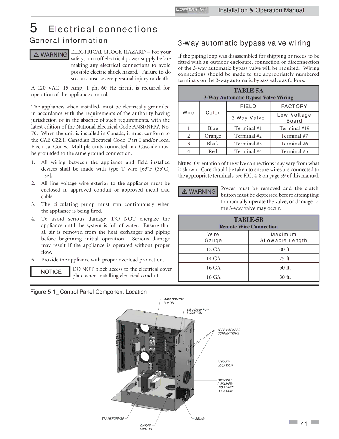 Lochinvar 2072, 502 Electrical connections, Way automatic bypass valve wiring, Way Automatic Bypass Valve Wiring 