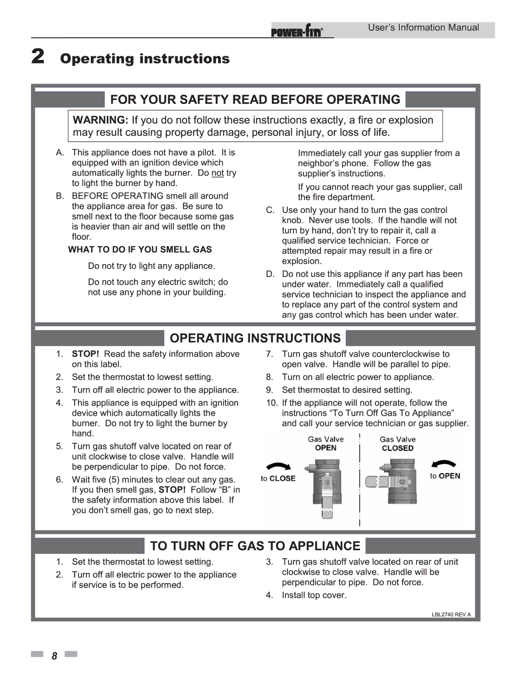 Lochinvar 752, 502, 2001, 1701, 1302, 1002, 1501 user manual Operating instructions 