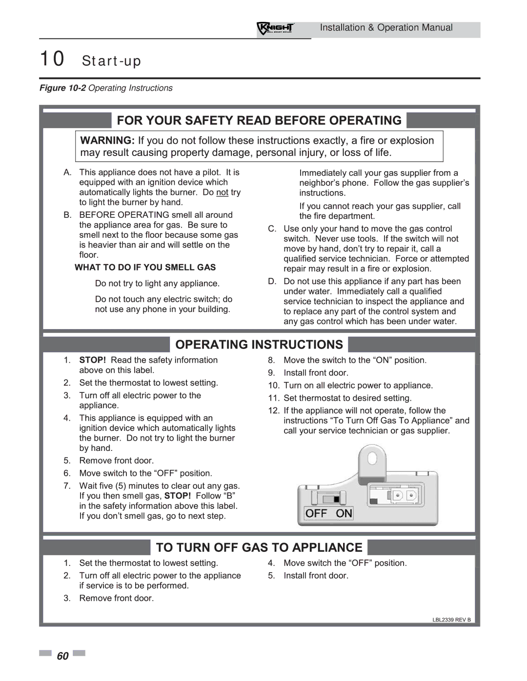 Lochinvar 51-211 operation manual 2Operating Instructions 