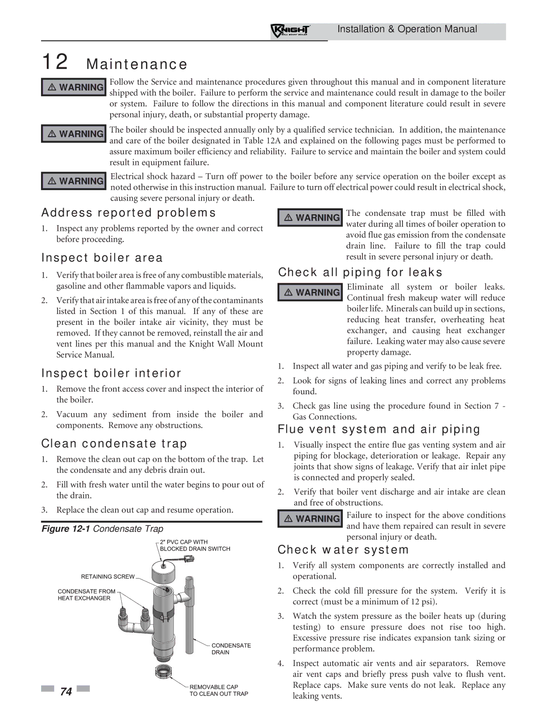 Lochinvar 51-211 operation manual Maintenance 