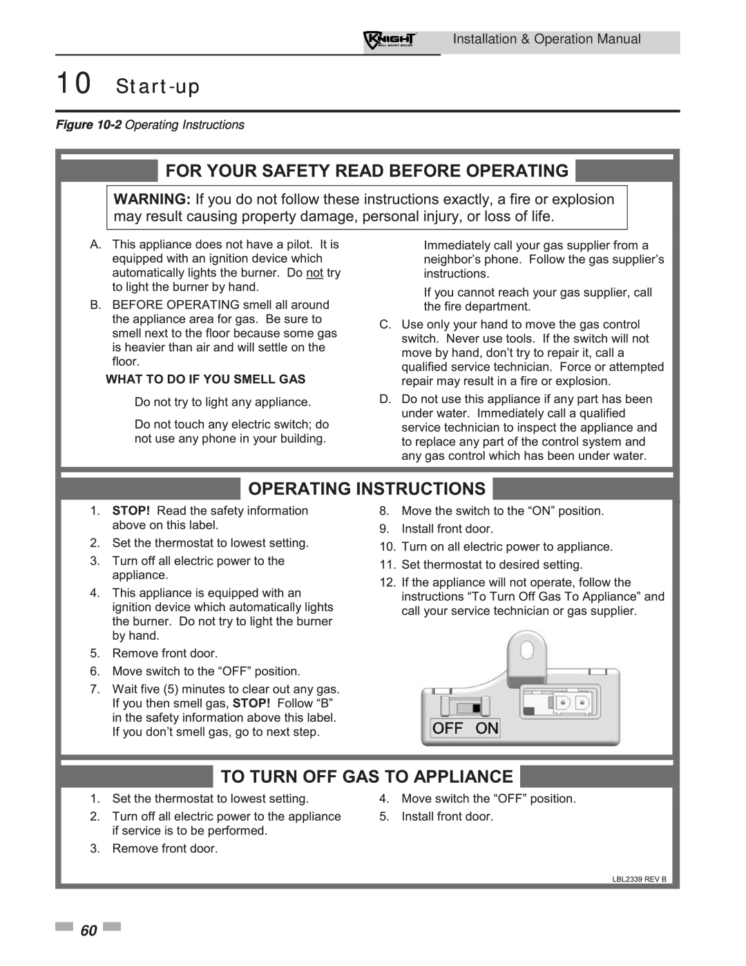 Lochinvar 51-211 operation manual 2 Operating Instructions, Start-up, Installation & Operation Manual 