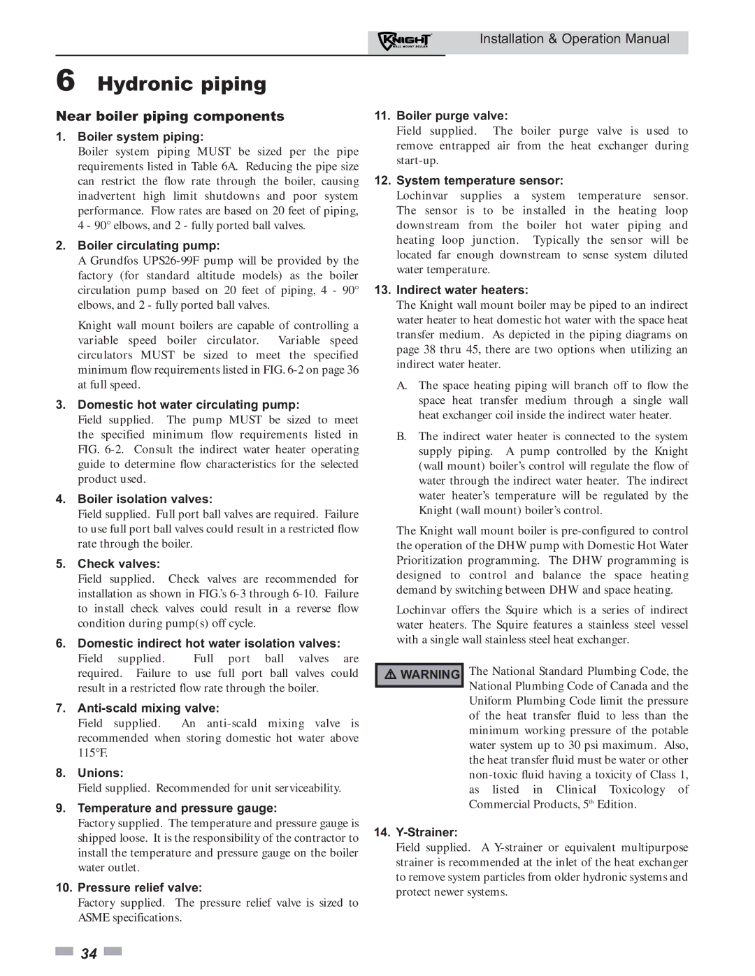 Lochinvar 51 operation manual Near boiler piping components 