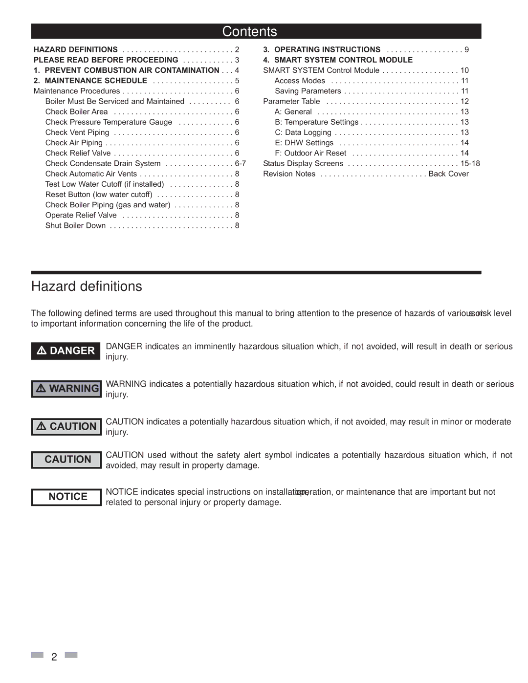 Lochinvar 80 - 285 manual Contents 