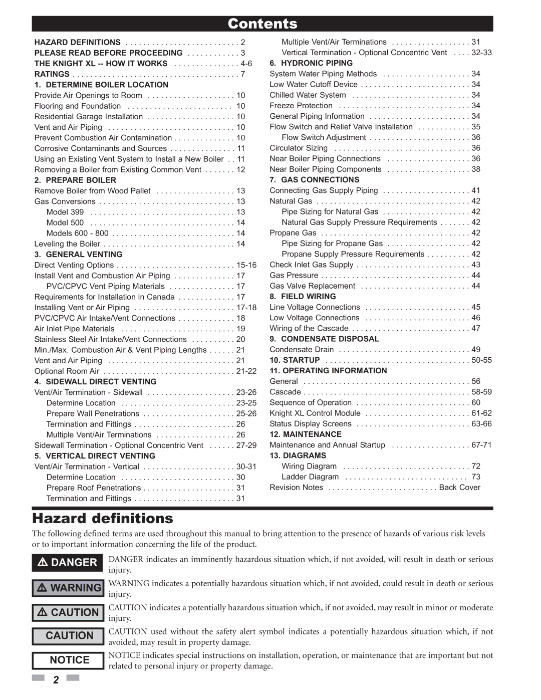 Lochinvar 800 operation manual Contents 