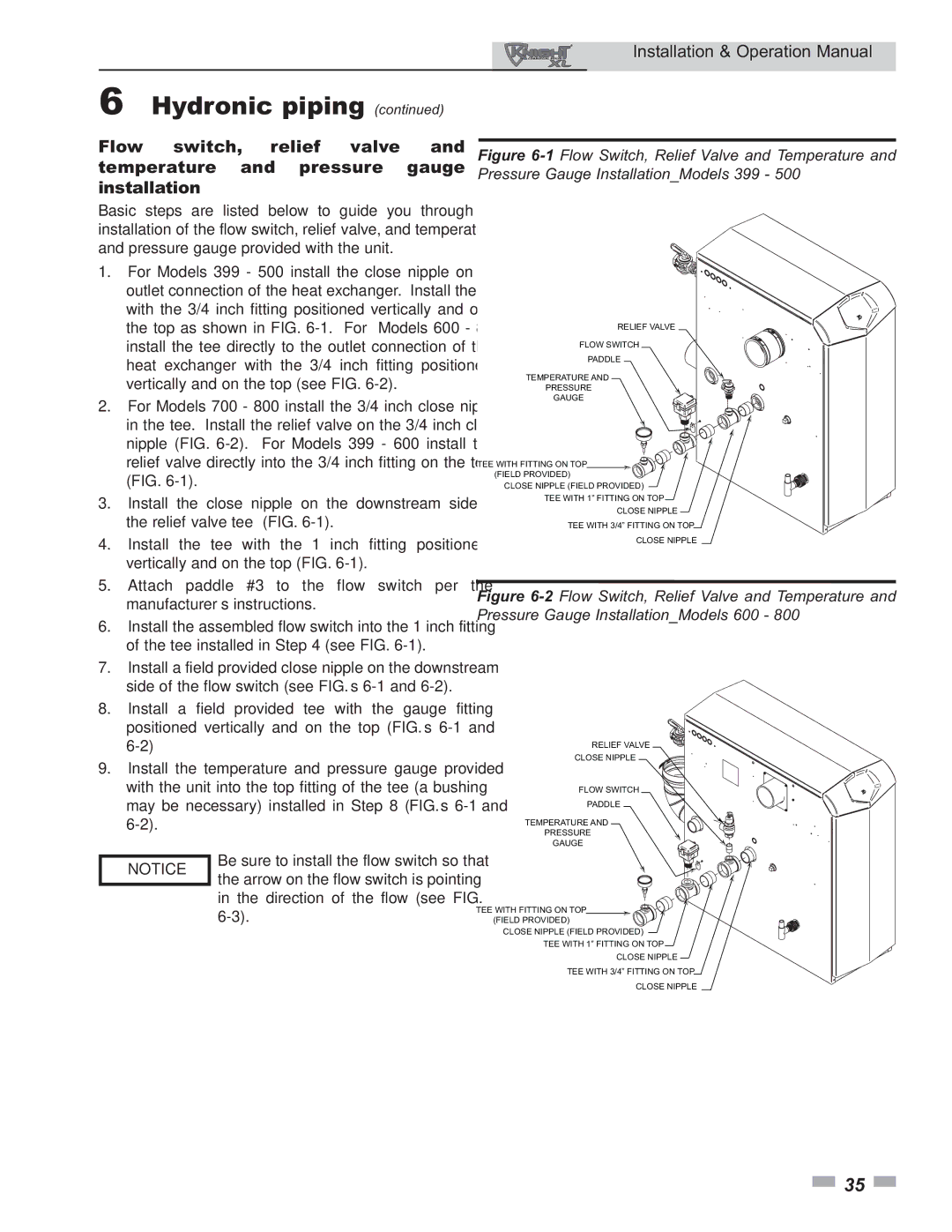 Lochinvar 800 operation manual Hydronic piping 